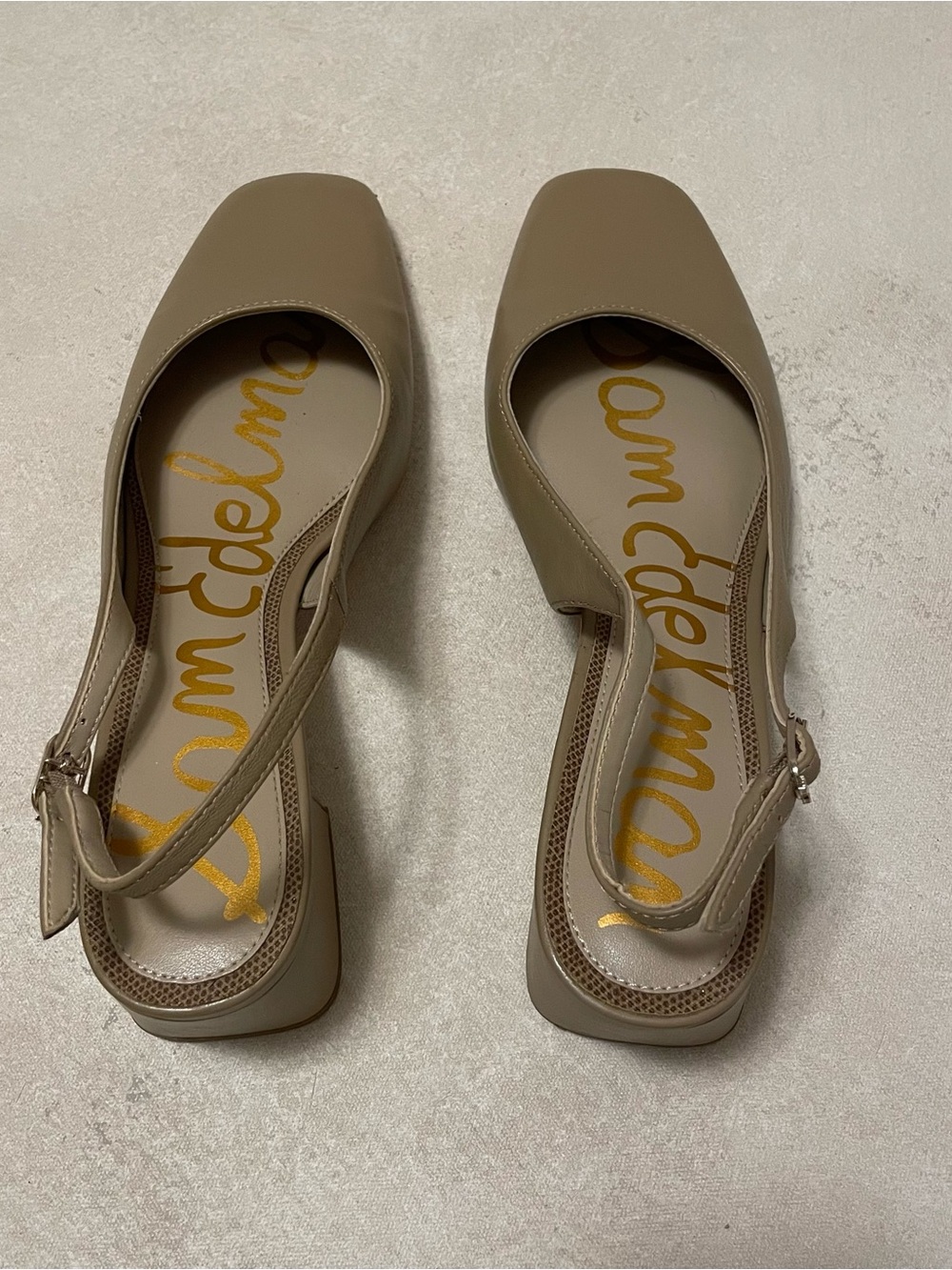 Sam Edelman Taupe Slingback Block Heel Pumps - Picture 2 of 5